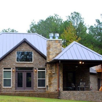 New brown metal roof installation.